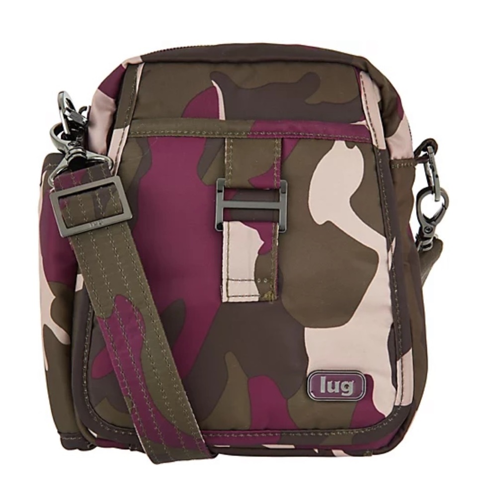 Lug Camouflage Crossbody Bag - Pink and Brown